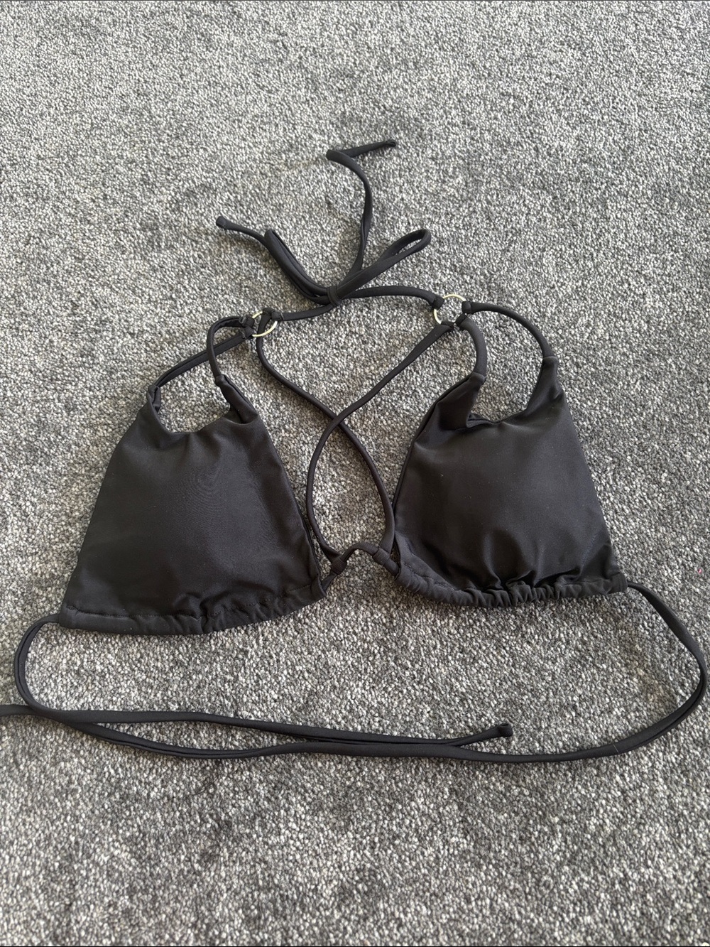 SHEIN Black Triangle String Bikini Top